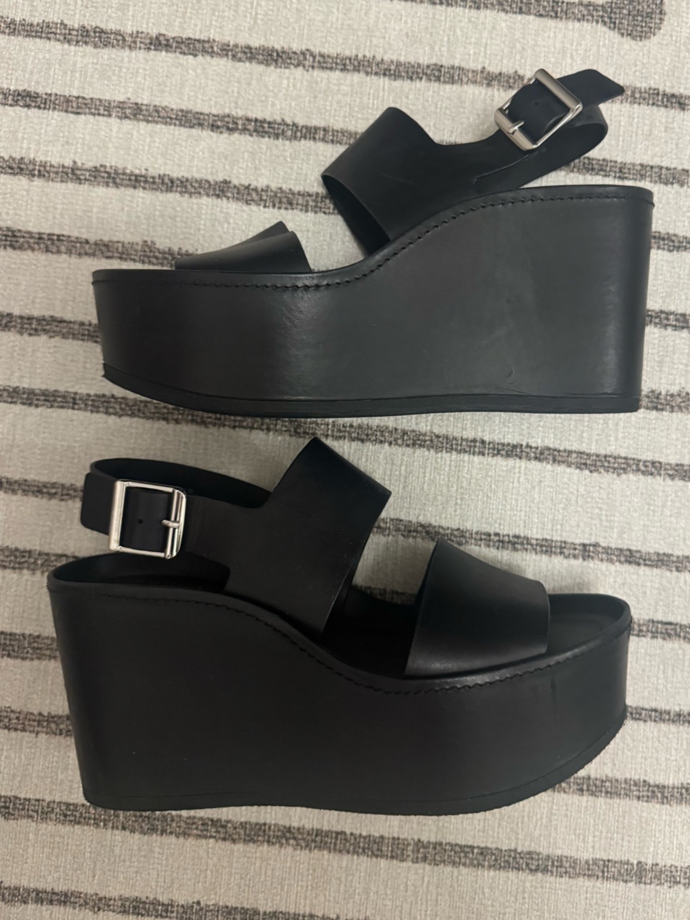 Vince Black Platform Wedge Sandals